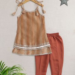 The Magic Wand Girls Striped Gotta Patti A Line Kurta with Salwar-image-53
