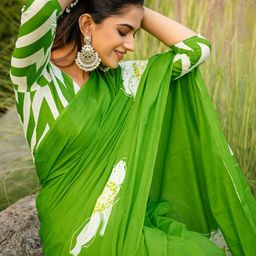 Anouk Rustic Floral Block Print Saree image 4
