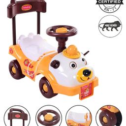Babyhug Teddy Foot To Floor Ride-On With Steering Wheel & High Backrest - White-26