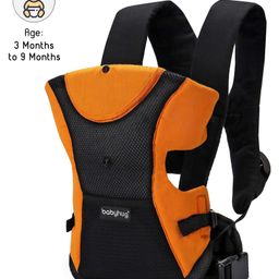 Babyhug Kangaroo Pouch 3 Way Baby Carrier Flexible Head Support - Orange & Black-picture-27
