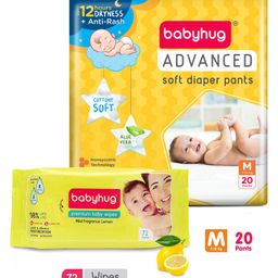 Babyhug Advanced Pant Style Diapers Medium - 20 Pieces & Babyhug Premium Baby Lemon Wipes - 72 Pieces-image-21