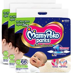 MamyPoko Extra Absorb Pant Style Diapers New Born - 66 Pieces - (Pack of 3)-image-43
