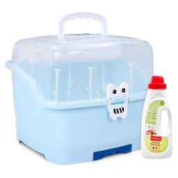 Babyhug 2 in 1 Bottle Drying Rack with Storage Box - Blue & Liquid Cleanser - 550 ml Combo Pack-16