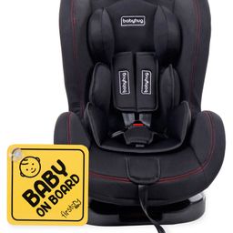 Firstcry Baby On Board Sign - Yellow AND Babyhug Cruise Convertible Reclining Car Seat With Side Impact Protection - Black-0