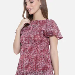 Moda Rapido Print Flutter Sleeve Georgette Top image 3