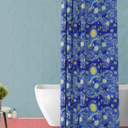 ArtzFolio Blue & Yellow Abstract Printed Waterproof Shower Curtain-17