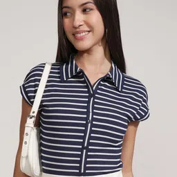 Basics By Tokyo Talkies Striped Collared Bodysuit-picture-16