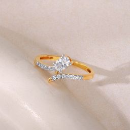 GIVA Women Gold Selene Diamond Solitaire Ring-image-54