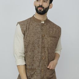 TJORI Men Block  Printed Pure Cotton Corduroy Nehru Jackets-23