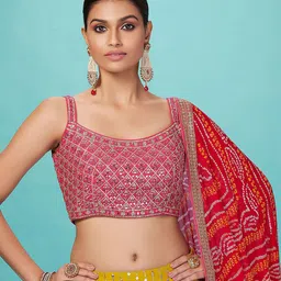 DIVASTRI Embellished Sequinned Semi-Stitched Lehenga & Unstitched Blouse With Dupatta image 2