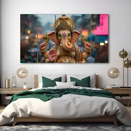 The Castle Decor Pink & Beige 5 Piece Wood Religious Wall Paintings-1