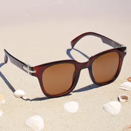 HASHTAG EYEWEAR Unisex Square Sunglasses with Polarised Lens TT Polarized-30005-BRN-1804-28