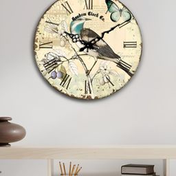RANDOM Cream & Brown Animal Printed Analogue Contemporary Silent Wall Clock-9