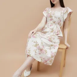 CODE by Lifestyle Floral Print Flutter Sleeve A-Line Maxi Dress-10