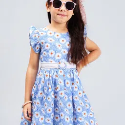 PINK MERMAID Print Flutter Sleeve A-Line Dress-25