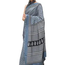Craft Musium Ethnic Motifs Printed Pure Cotton Saree With Unstitched Blouse Piece-picture-12