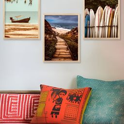 Kotart Brown & Blue 3 Pieces Wooden Abstract Wall Arts-picture-40