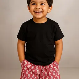 Pum Pum Boys Floral Printed Regular Fit Mid-Rise Cotton Shorts-image-84