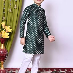 BAESD Boys Printed Regular Sequinned Dupion Silk Kurta with Pyjamas image 2