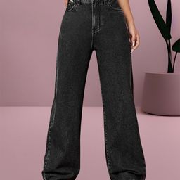 RIVI Women Comfort Wide Leg High-Rise Acid Wash Stretchable Jeans-image-48