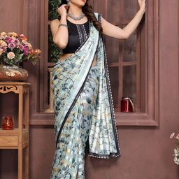 KALINI Floral Satin Saree-image-28
