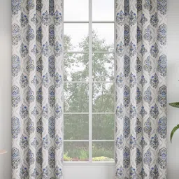 GM White & Blue 2 Pieces Ethnic Motifs Printed Door Curtain-image-72