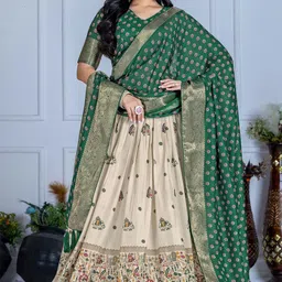 Aika Printed Ready to Wear Silk Lehenga & Unstitched Blouse With Dupatta-picture-14