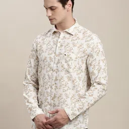 Turtle Men Relaxed Slim Fit Floral Printed Spread Collar Cotton Casual Shirt-image-71