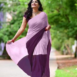 FLOURIOUS Colourblocked Poly Chiffon Ready to Wear Saree-image-85