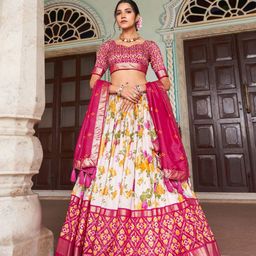 A TO Z CART Printed Ready to Wear Lehenga & Unstitched Blouse With Dupatta image 2