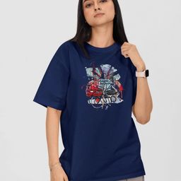 Moda Rapido Women Printed Drop-Shoulder Sleeves Applique T-shirt-image-89
