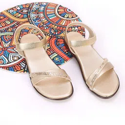 Luvfeet Women Metallic Comfortable Open Toe Flats-18
