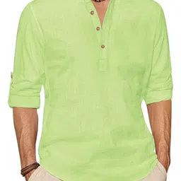 Edin Men Khaki Cotton Kurtas-picture-14