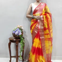 Rangtulika Ethnics Colourblocked Zari Organza Saree-image-51
