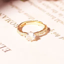 SALTY Gold American Diamond Studded Ring For Women & Girls-22
