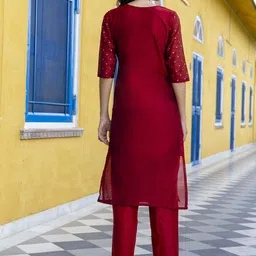 VredeVogel Woven Design Regular Chanderi Silk Straight Kurta With Trouser With Dupatta image 3