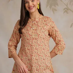 Anouk Rustic Women Floral Printed Mandarin Collar Top-image-65