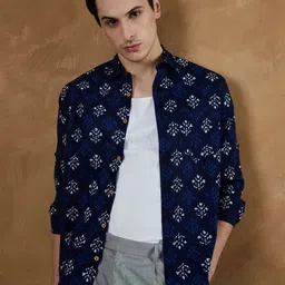 DENNISON Men Smart Fit Floral Printed Spread Collar Cotton Casual Shirt-image-35