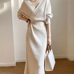 LULU & SKY Women Knitted Free Size Midi Dress-picture-35
