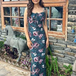 BAESD Women Floral Printed Round Neck Maxi Dress-image-99