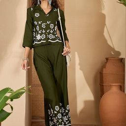Sangria Embroidered Shirt & Trousers Co-Ords-image-85