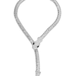 KRENOZ Cubic Zirconia & Rhinestone Studded Snake-Design Choker Necklace-image-72