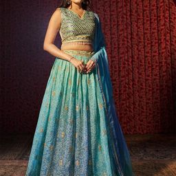 ODETTE Embellished Semi-Stitched Lehenga & Blouse With Dupatta-image-14