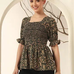 LookShine Floral Print Puff Sleeve Smocked Top-picture-45