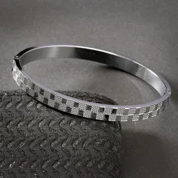 The Roadster Lifestyle Co Men Silver-Plated Kada Bracelet-28