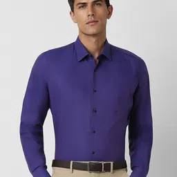 Van Heusen Men Spread Collar Solid Cotton Slim Fit Formal Shirt-picture-11
