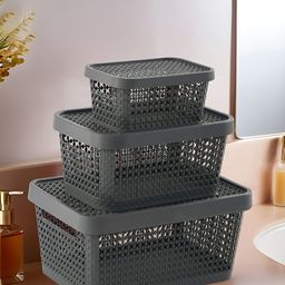 RUBOXA Grey 3 Pieces Stackable Multi-Utility Organiser-picture-47