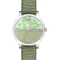 VIRAKTI Women Brass Printed Dial & Leather Wrap Around Straps Analogue Watch F-75-GREEN-A-image-91