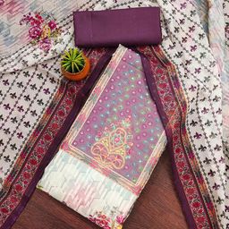 HERE&NOW Ethnic Motifs Sequinned Embroidered Organza Unstitched Dress Material-image-89