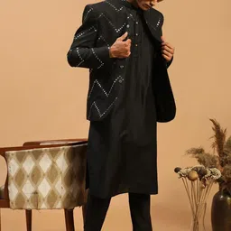 VASTRAMAY Straight Kurta with Trousers & Mirror Work Jodhpuri-image-38